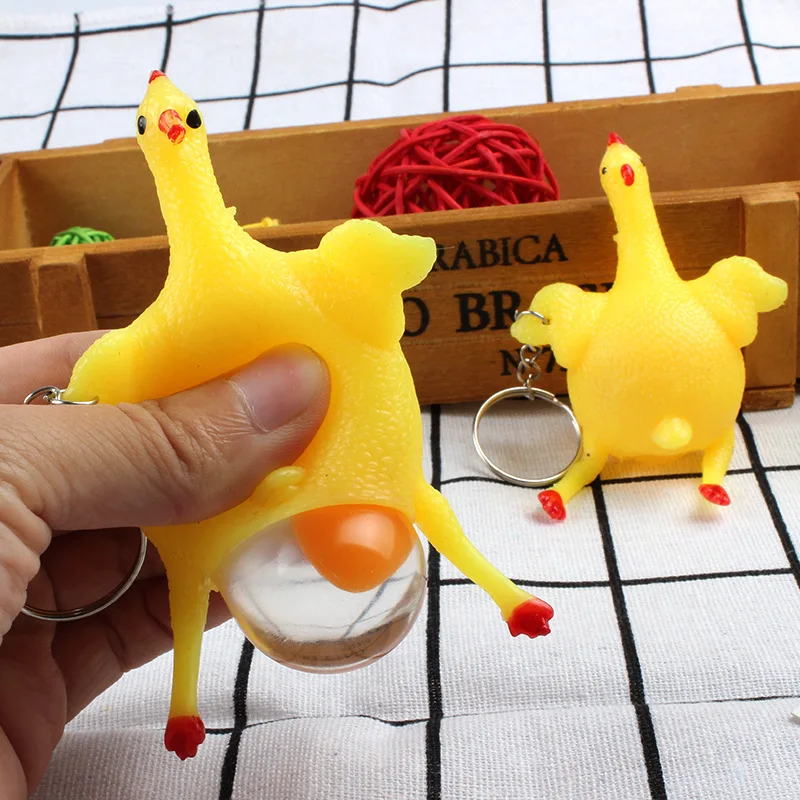 

Novelty Squishy Toy ANTI STRESS Squeeze TOY Autism Mood Relief Chicken And Egg Laying Hens Key Chain Pendant Spoof Tricky Gift