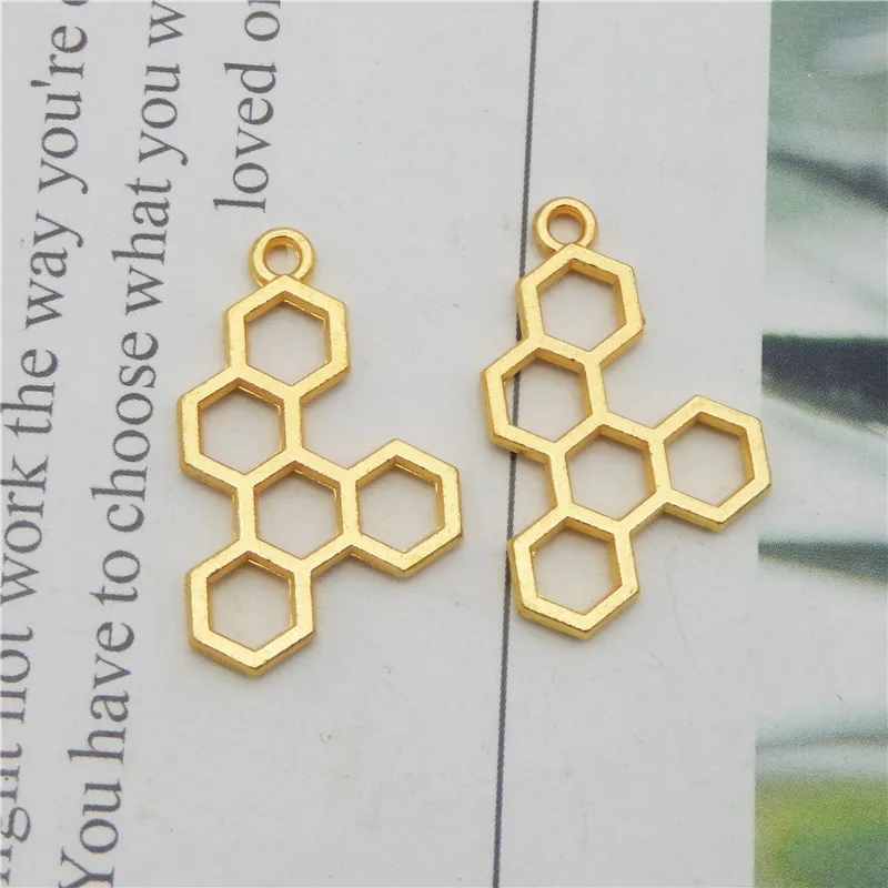 Julie Wang 10PCS Hollow Honeycomb Charms Gold Color Hive Pendants Alloy Necklace Bracelet Jewelry Making Accessory | Украшения и