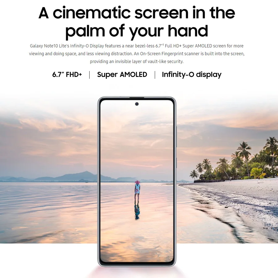 Смартфон Samsung Galaxy Note10 Lite телефон с экраном 128 дюйма 6 7x1080 P 2400 мАч камера 12 МП NFC Android