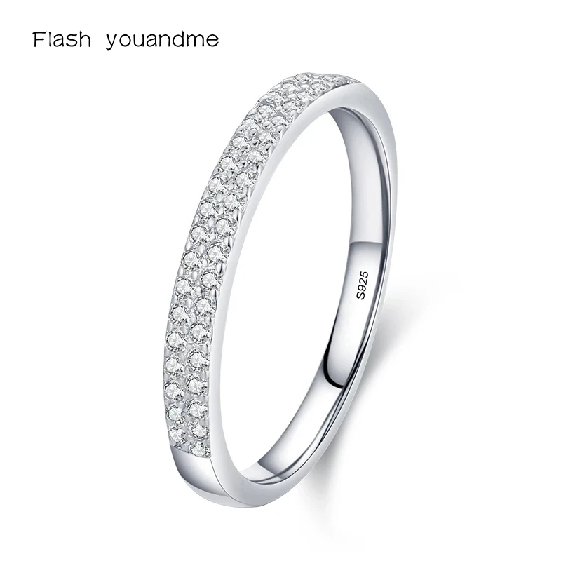 

2021NEW Classic Design Sparkling Cubic Zirconia Ring Real 925 Sterling Silver Female Wedding Band Finger Rings For Women Jewelry