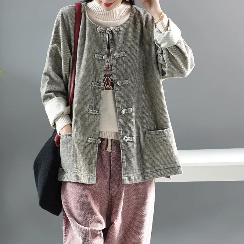 Женская свободная Вельветовая куртка осенняя зимняя теплая парка Женский