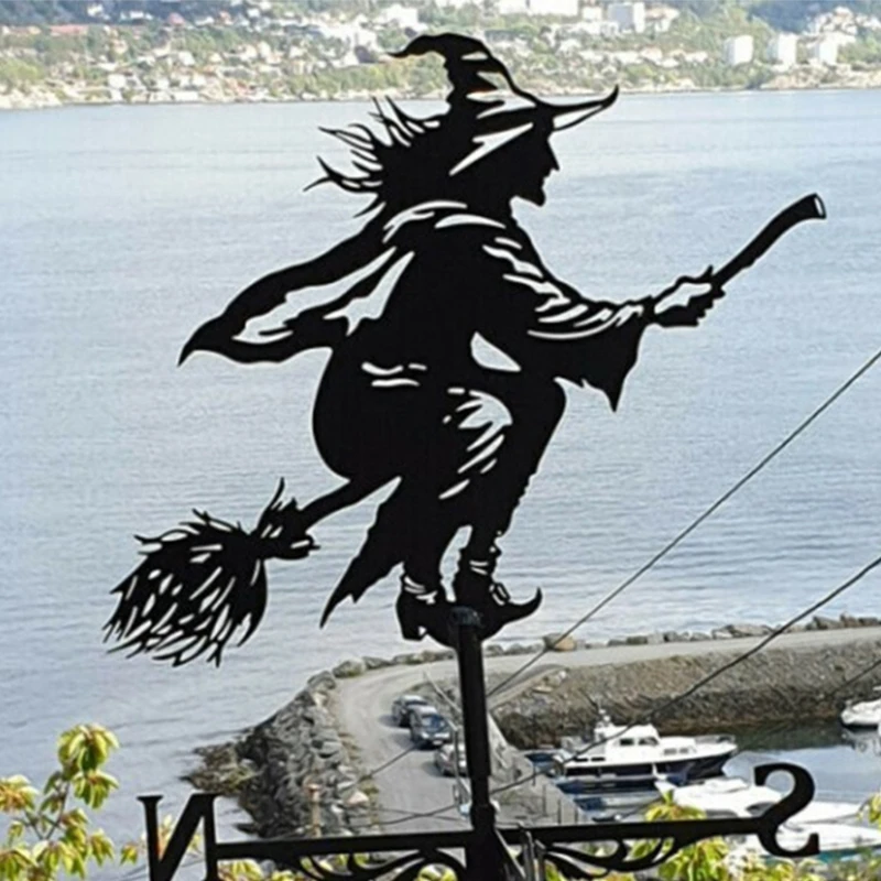 

Wrought Iron Metal Weather Vane Retro Farm Scene Garden Stake Weathervane Professional Measuring Tools for Patio Yard