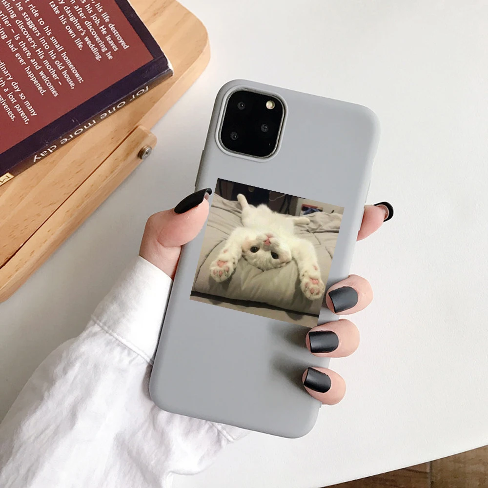 Матовый чехол для телефона iPhone 12 6S 7 7Plus 8 8Plus X XS Max XR SE 2020 мягкий из ТПУ с милым котом