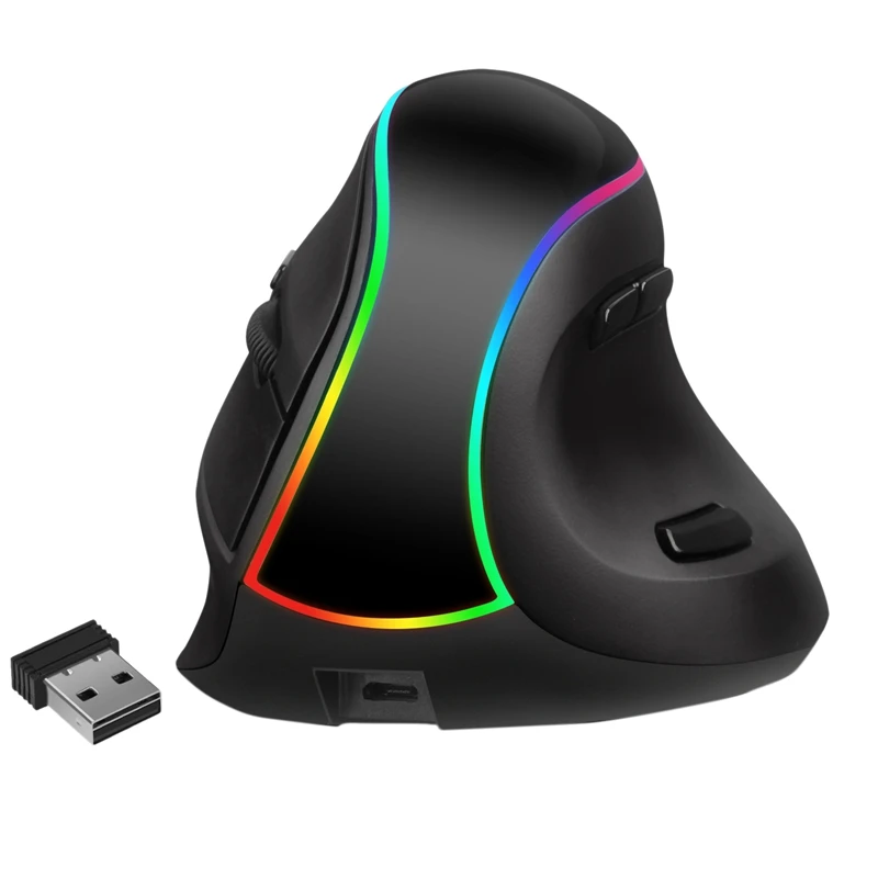 

Vertical Wireless Mouse,2.4Ghz DPI 1200/1600/2400/3200 Ergonomic Wireless Rechargeable Mouse RGB Mouse for Laptop/PC