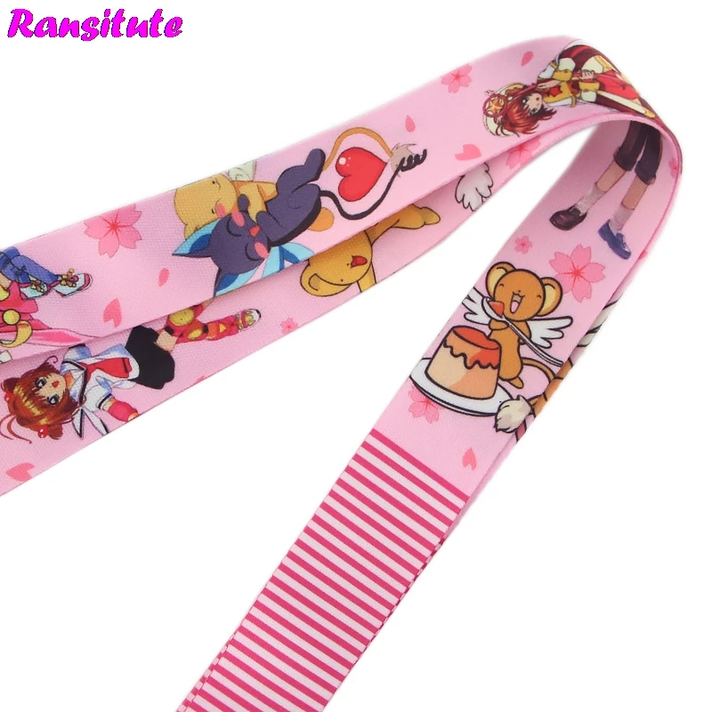 Ransitute держатель для карт Sakura lanyard key ID Card ремень для мобильного телефона USB держатель для бейджа DIY lanyard rope R585
