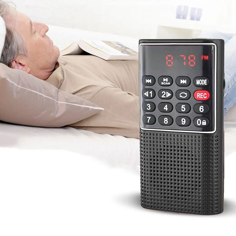Мини fm-карманный радио динамик музыкальный плеер Поддержка TF AUX fm-рекордер