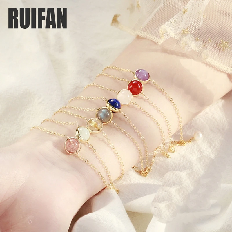 

Rutilated Quartz/Amethyst/Aquamarine/Moonstone/Lapis Lazuli Gemstone Gold 925 Sterling Silver Bracelet Women Bracelets YBR169