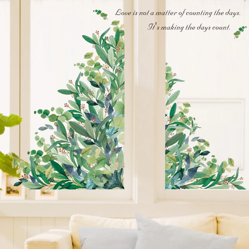 

Green Leaves Art Small Fresh Wall Stickers Kid Childrens Room Decoration Home Decor Toys Bedroom Kitchen Poster Self-Adhesive