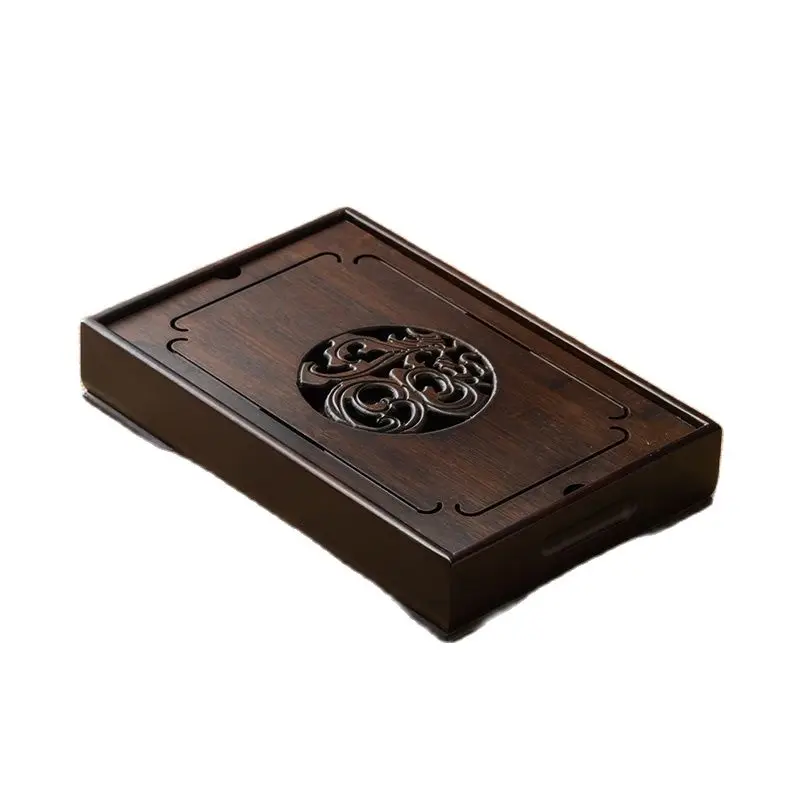 Rectangular Tea Tray Kitchen Accessories Set Table kung-Fu Water Storage tray Natural Bamboo Wood Tray-Drainag | Дом и сад