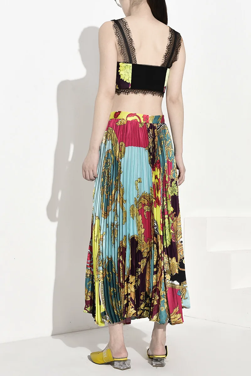 [DEAT] Осень 2019 женская мода тренд новый узор топ-труба камзол с принтом высокая