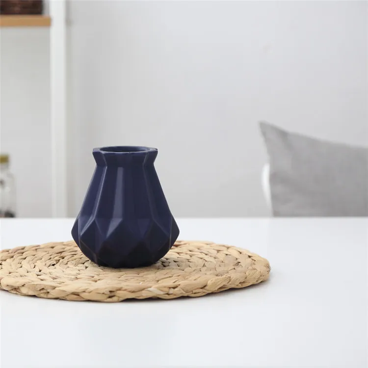 Mini Tibetan blue Европейская матовая Алмазная фарфоровая ваза, современная модная керамическая ваза для цветов, для кабинета, прихожей, домашнего свадебного украшения G - Цвет: Mini Tibetan blue