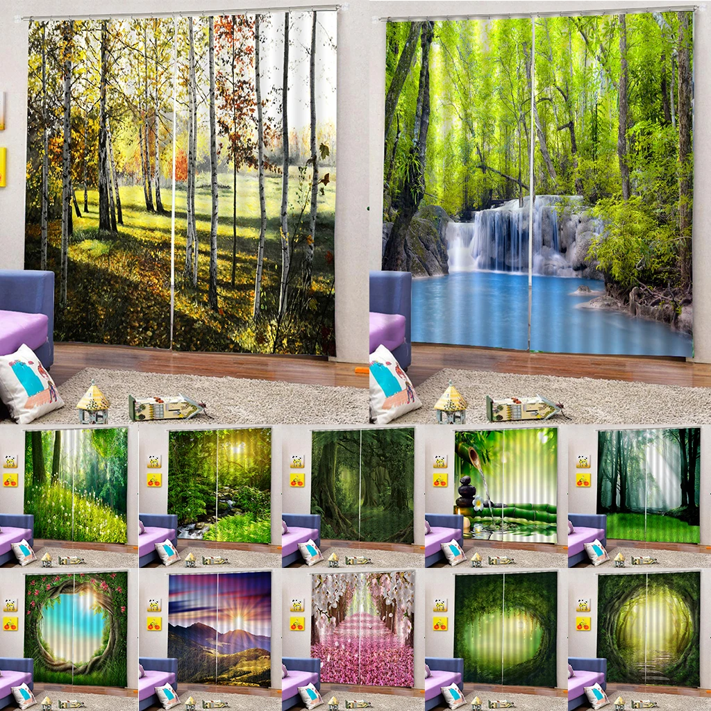 

2Pcs Silky Polyester Curtains Bedroom Living Room Bathroom Drape