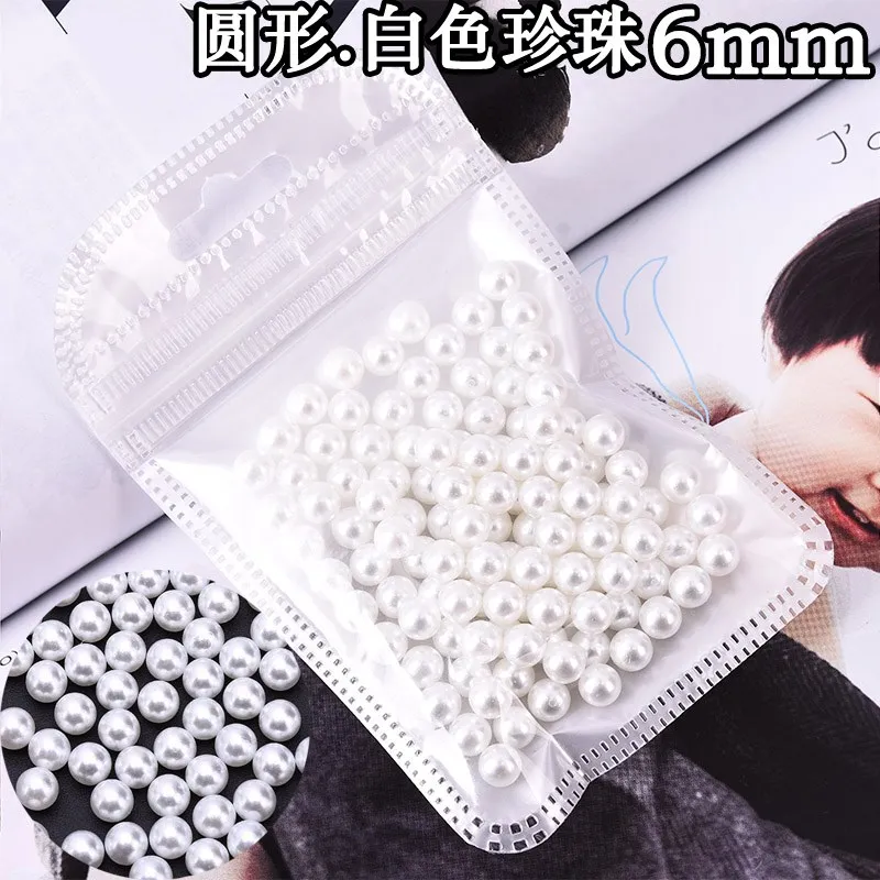 round white 6mm 150 100-1200 шт 2 3, 4, 5, 6,7 мм круглые половинки кремового белого жемчуга цвета слоновой кости с плоской задней стороной, блестящие драгоценные камни из смолы и акрила с плоской задней поверхностью для украшения ногтей - Цвет: round white 6mm 150