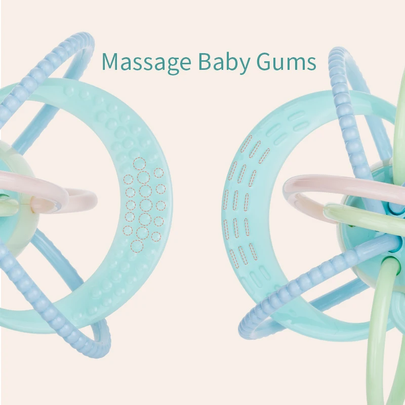 BabyGO/мягкая игрушка-прорезыватель для зубов от 0 до 24 месяцев, экологически чистый материал, Манхэттенский мяч для ловли рук, Развивающие детские игрушки-погремушки