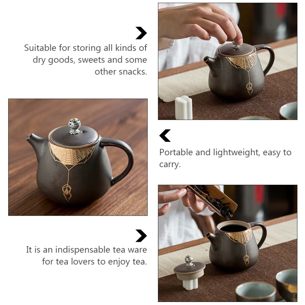 

1Pc Heat-resistant Teapot Portable Ceramics Tea Kettle Iron-rust Glazed Teapot