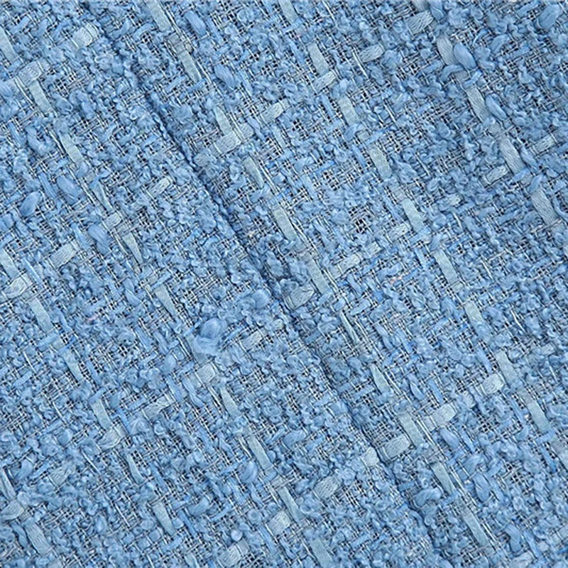 

2020 new vintage women tweed za blue long blazer female fashion jewellery button double breasted long sleeve loose blazer outwea