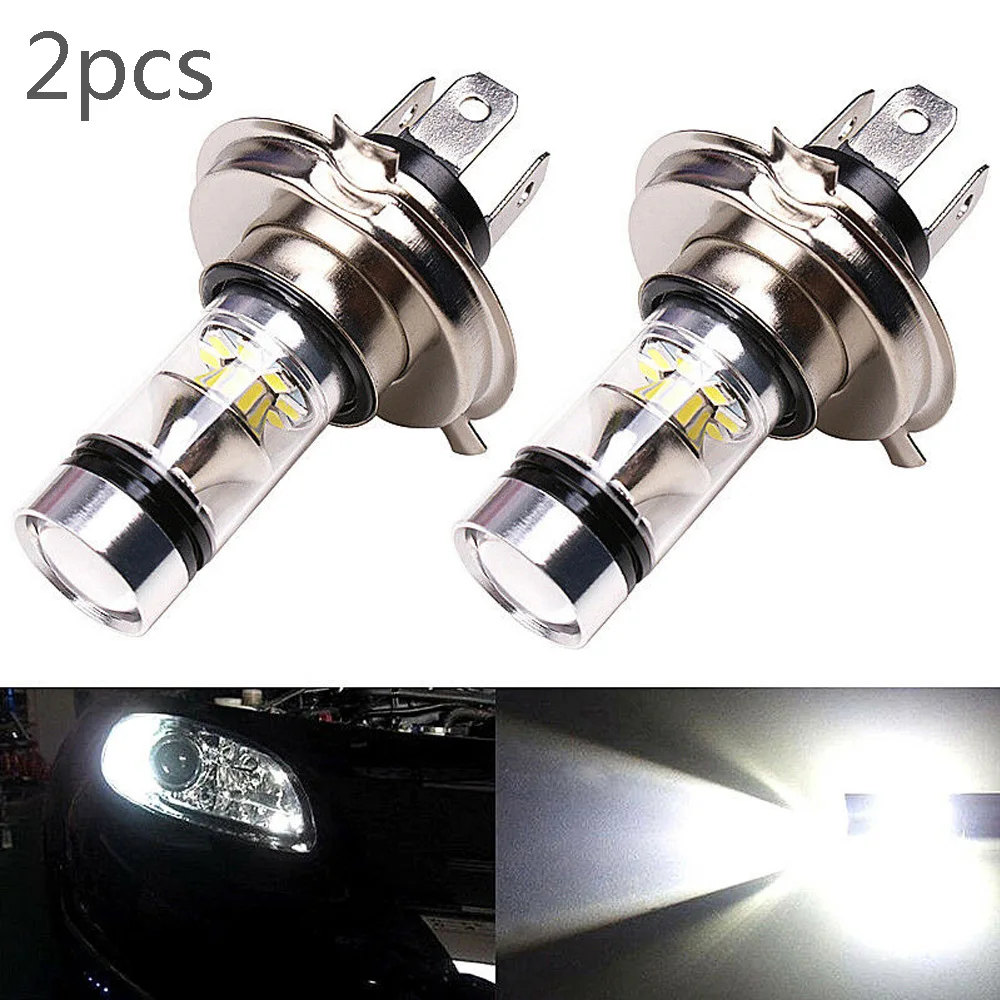 2 шт. H4 DC 12 V-24 V Автомобильный 100W 8000K 1800LM дальний/ближний свет 20-SMD XB-D PMMA Объектив противотуманный светильник для вождения лампы белый светодиодный светильник