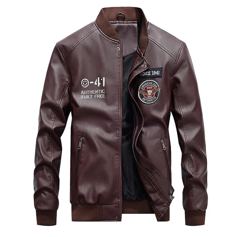 Мужская куртка из искусственной кожи blкг повседневная с воротником в стиле