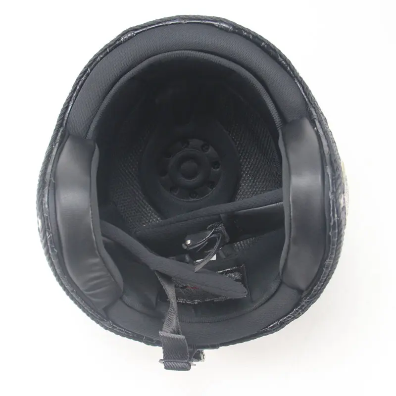 

New face 3 / 4 motorcycle helmet in 2020 Pu back leather motorcycle helmet motorcycle helmet male and female