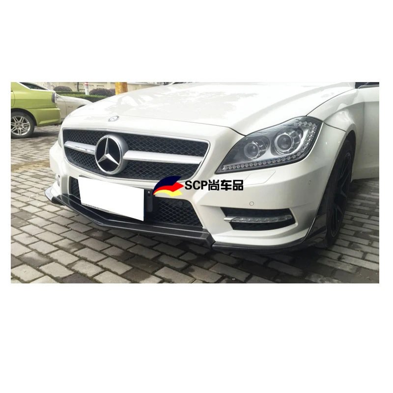 Для W218 углеродное волокно передний спойлер для Mercedes Benz CLS класс W218 CLS350 550 CLS63 2012 2013 передний бампер сплиттеры защита