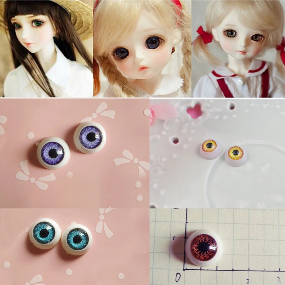 

1 Pairs Dia 12mm Doll Eyeballs Half Round Acrylic Eyes for DIY Doll Bear Crafts