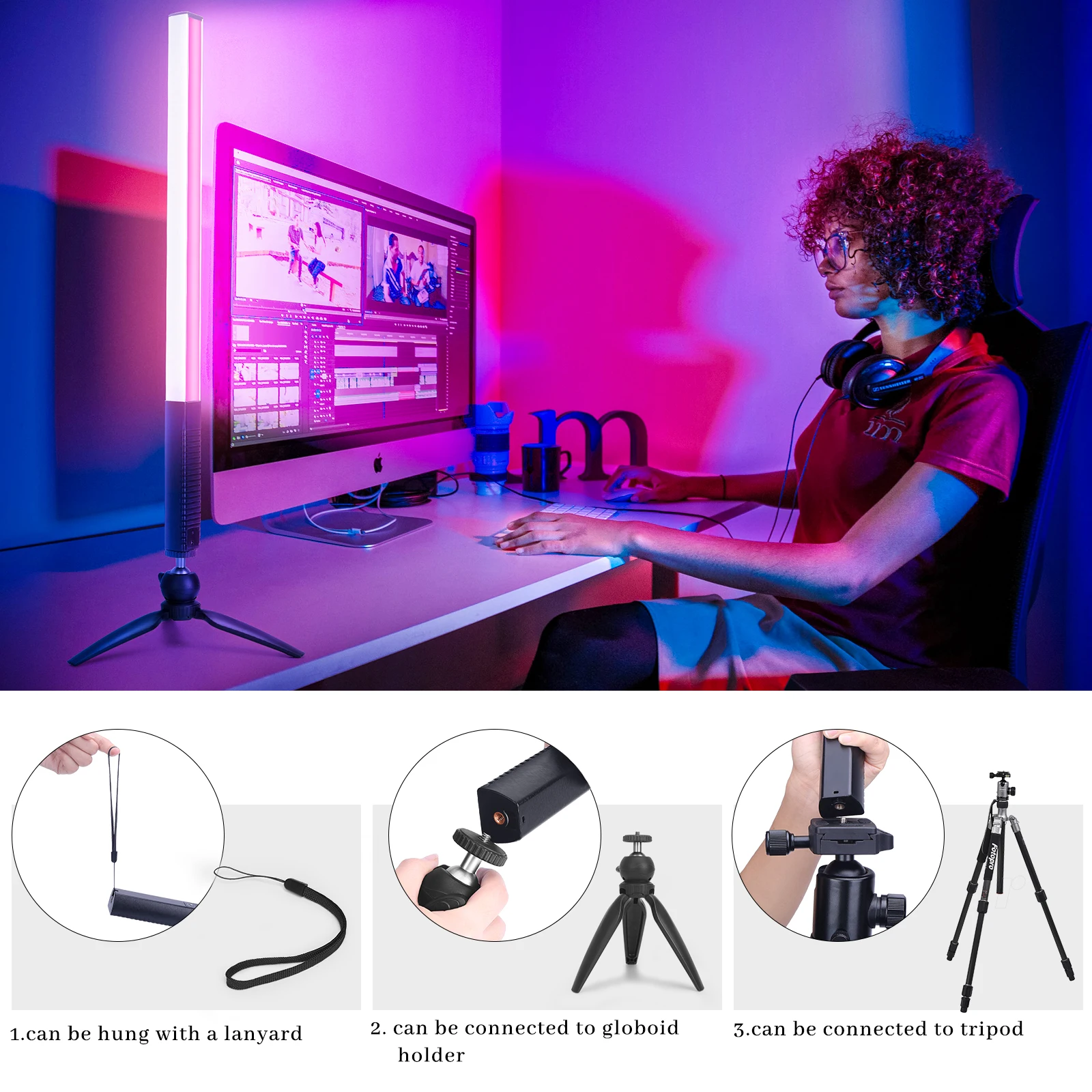 LUXCEO Q508A портативный RGB светильник ИК пультом дистанционного управления 8 цветов