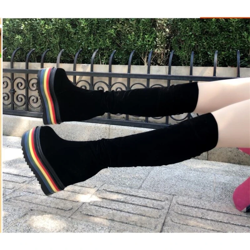 Новинка 2019 Универсальные женские Ботинки Martin на высоком каблуке с увеличенной