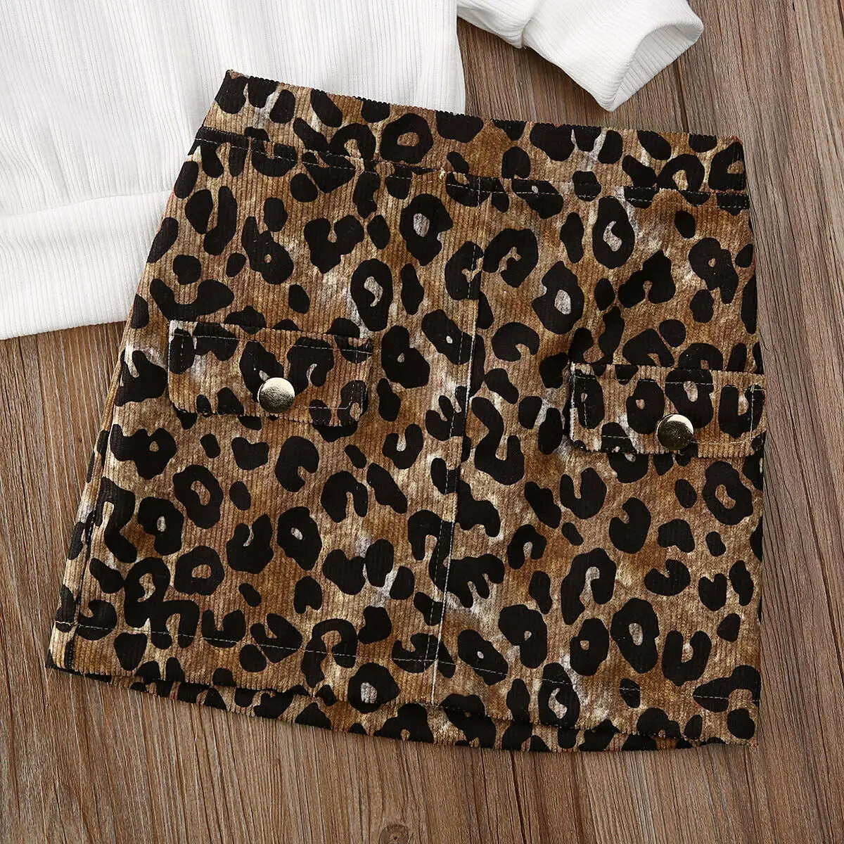 

2020 Fashion Baby Girl Kid Knitted Wool Sweater+Leopard Print Skirt Clothes Set 2PCS Cute Girls Clothing