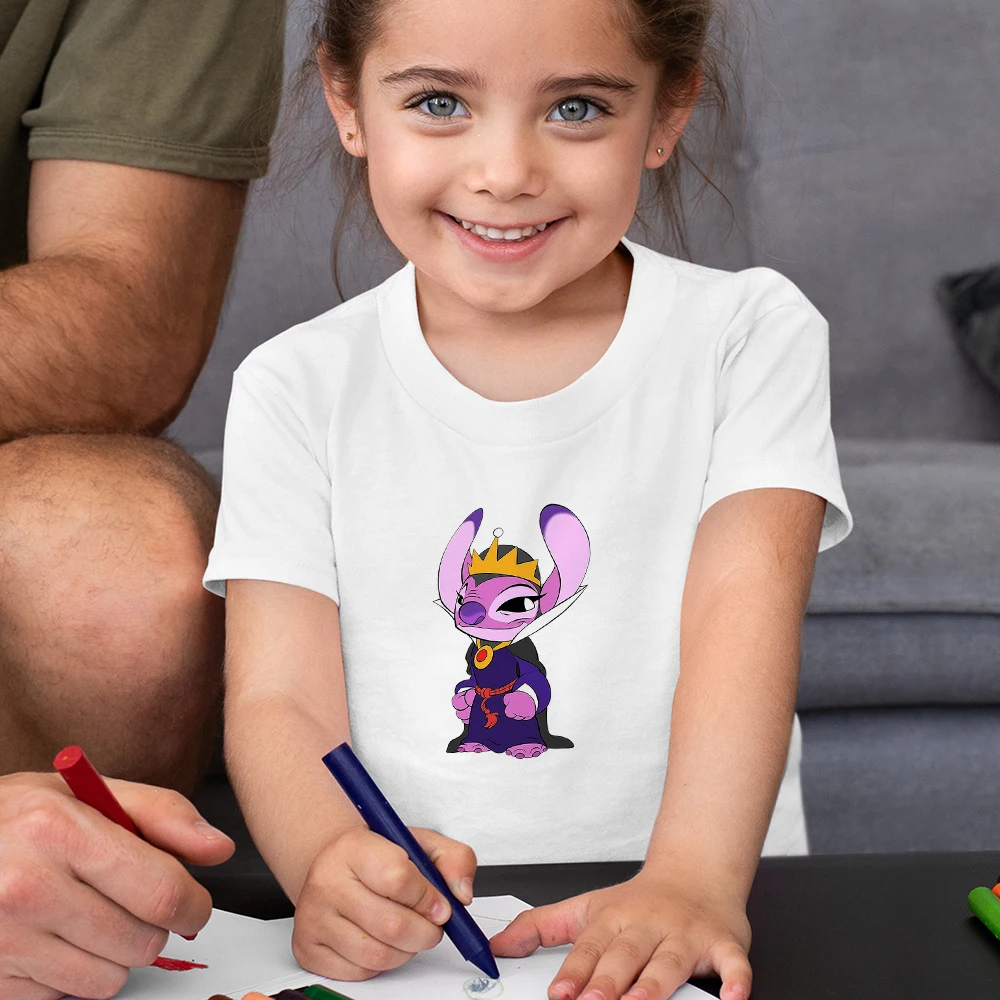 

Disney Children's T-shirt Lilo & Stitch Cosplay Print Ropa Aesthetic Toddler Girl T Shirt Short Sleeev Casual Home Kids Clothes