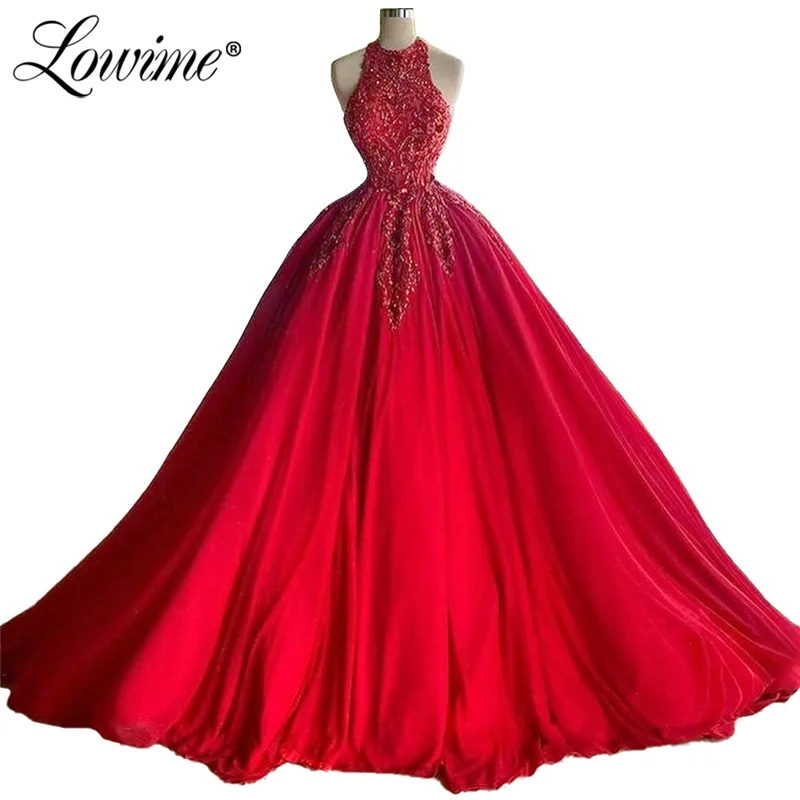 Red Carpet Long Celebrity Dresses 2021 Heavy Beaded Puffy Prom Dresses Arabic Dubai Evening Dress Robes Customized Party Gowns