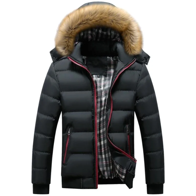 

Men's Parka Coat Plus Siz Mens Clothing Winter Padded Bubble Fake Fur Hooded Coat Winter Warm Thick Jacket Windproof Parka