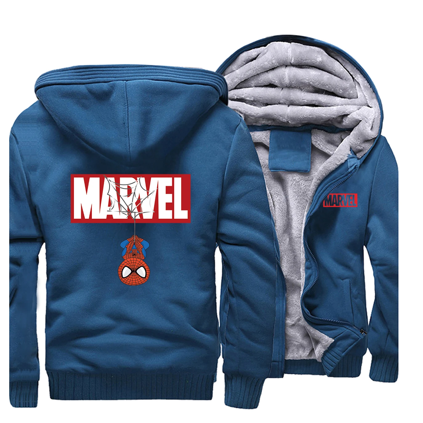 Зимние кофты с капюшоном "Marvel" Человек-паук, Мужская теплая Толстая Толстовка с капюшоном, Повседневная Новая мужская куртка на молнии, Брендовое пальто Мстителей