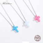 Женское Ожерелье с опаловым крестом KALETINE, ожерелье из настоящего серебра 925 пробы с опалом и голубым крестом KLTN019