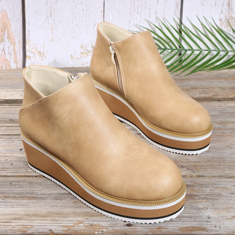 

Women's Sneakers 2021 Autumn Platform Ankle Boots High Top Ladies Sneakers PU Leather Sneakers Women's Platform Shoes
