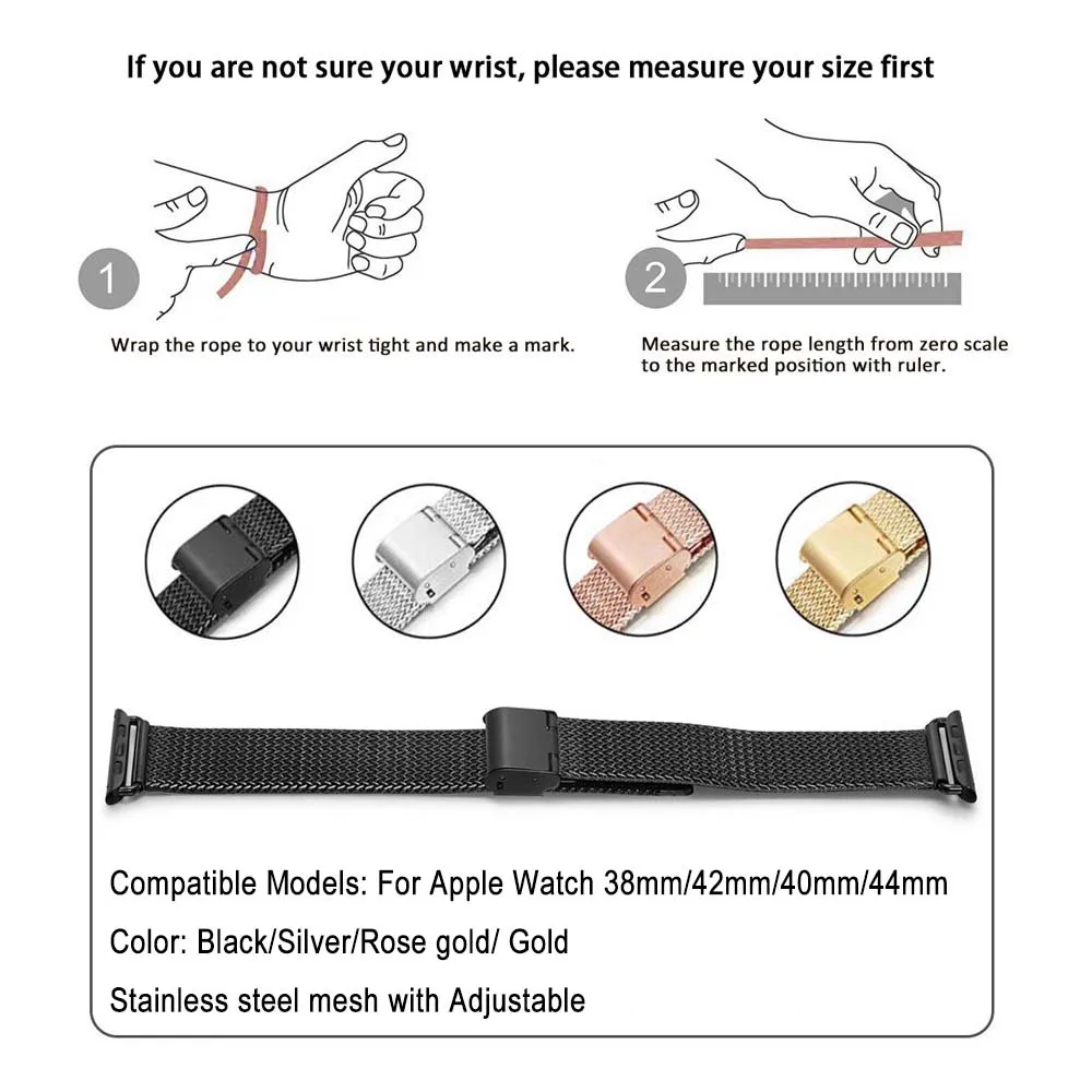 Нержавеющая сталь тканые спортивный ремешок для наручных часов Apple Watch Series 5/4/3/2