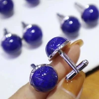 pirmiana luxury s925 silver 16mm natrual lapis lazuli shirt cufflinks for mens brand cuff buttons cuff links wedding jewelry