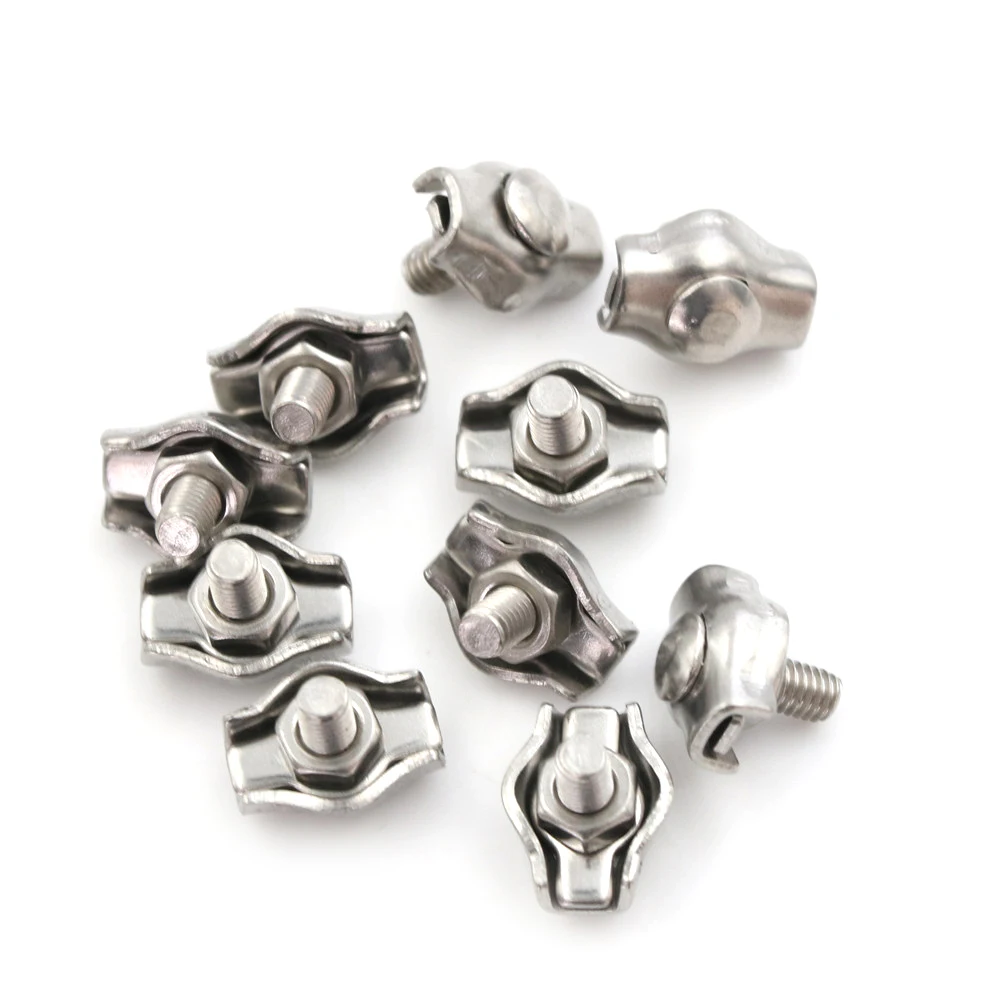 

10Pcs M2 (M3, M4, M5, M6 Are Available Too) Clip 304 Stainless Steel Wire Rope Simple Grip Cable Clamps Caliper