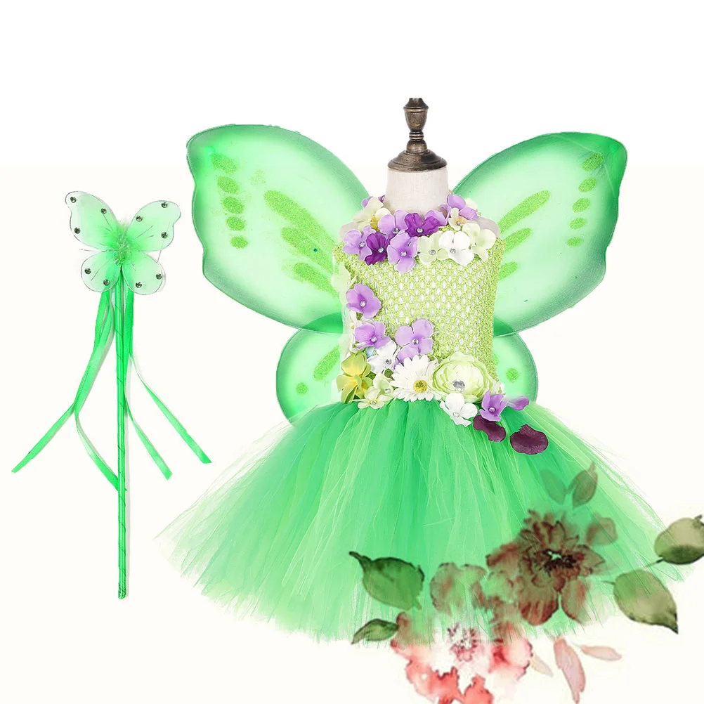 

Сказочное платье, газовая юбка в виде крыла, костюм для косплевечерние для девочек, модное платье с волшебной палочкой (светло-зеленый, 80 см)