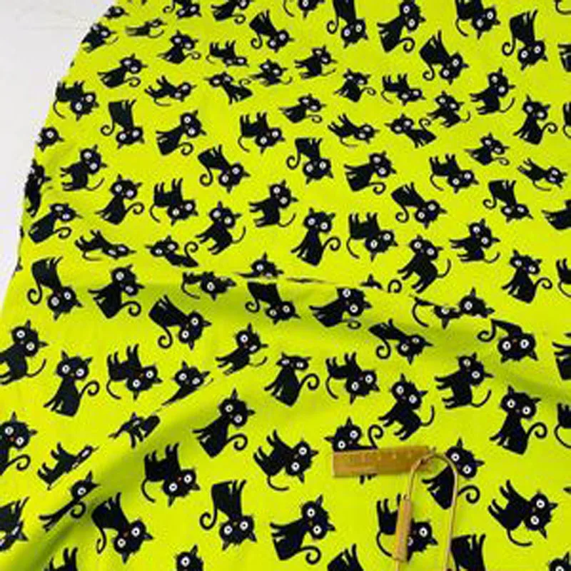 

Viaphil 100% Cotton Fabric Brand New Black Cats Printed Sewing Cloth Dress Clothing Textile Tissue