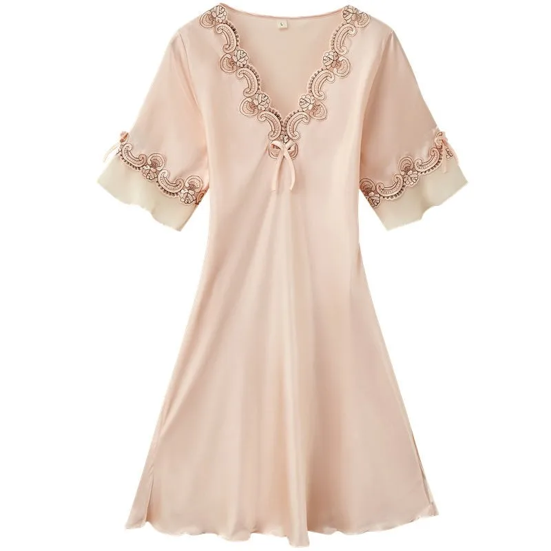 

PLUS SIZE Female Sexy Nightgown Nightdress Loose Silk Kimono Bathrobe Gown Sleepwear Soft Satin Home Wear Intimate Lingerie 3XL