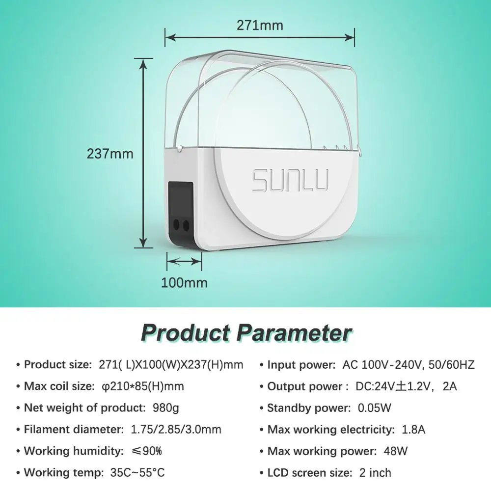 Dry Box Enotepad filament Drying Box  S1 3D Printer Filament Storage Box  Keep Filaments Dry  spool holder  filament protector