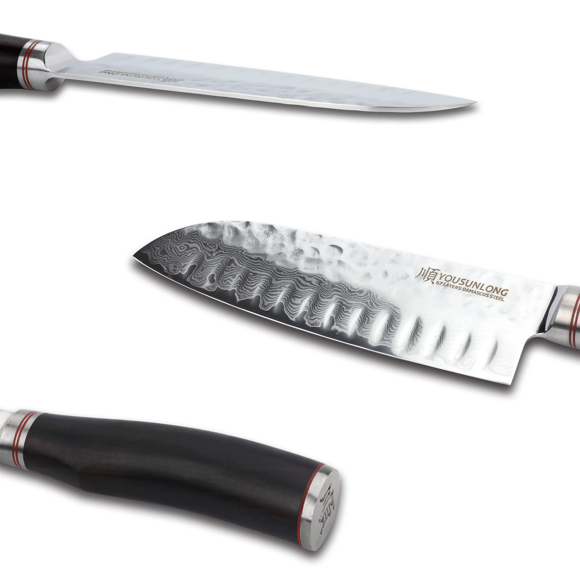 Нож шеф повара YOUSUNLONG Santoku 7 дюймов японский VG10 с деревянной ручкой из натурального