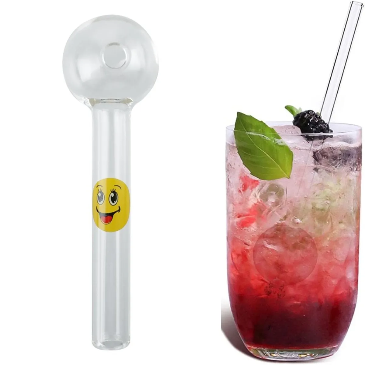 

4in Glass Emoticon Face Straw