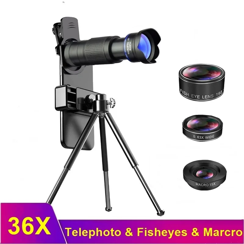 Телеобъектив для камеры телефона Tongdaytech 36X 4 в 1 телескоп с увеличением