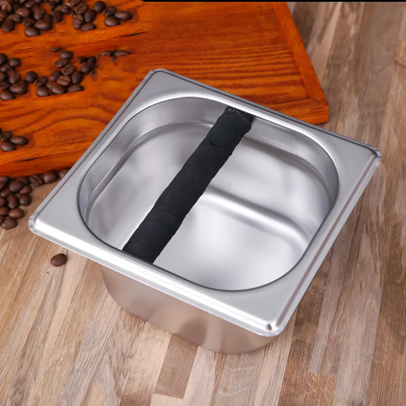 15Cm Rvs Hout Koffiedik Container Doos Barista Koffie Residu Emmer Grind Afvalbak Kloppen Emmer