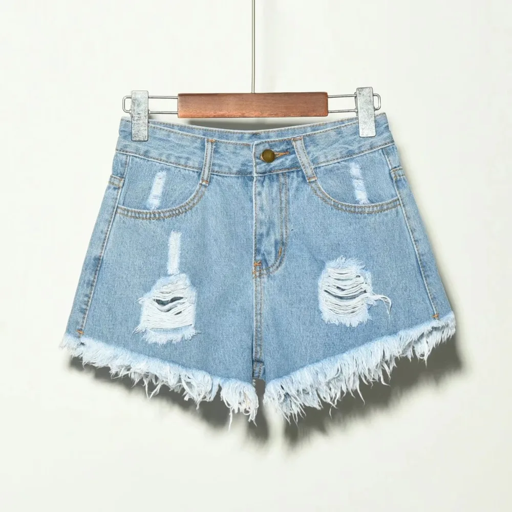 

Summer Denim Women Shorts Jeans Female Ladies New Arrival Casual Vintage Pockets Plus Size Hole Short Pants Feminino