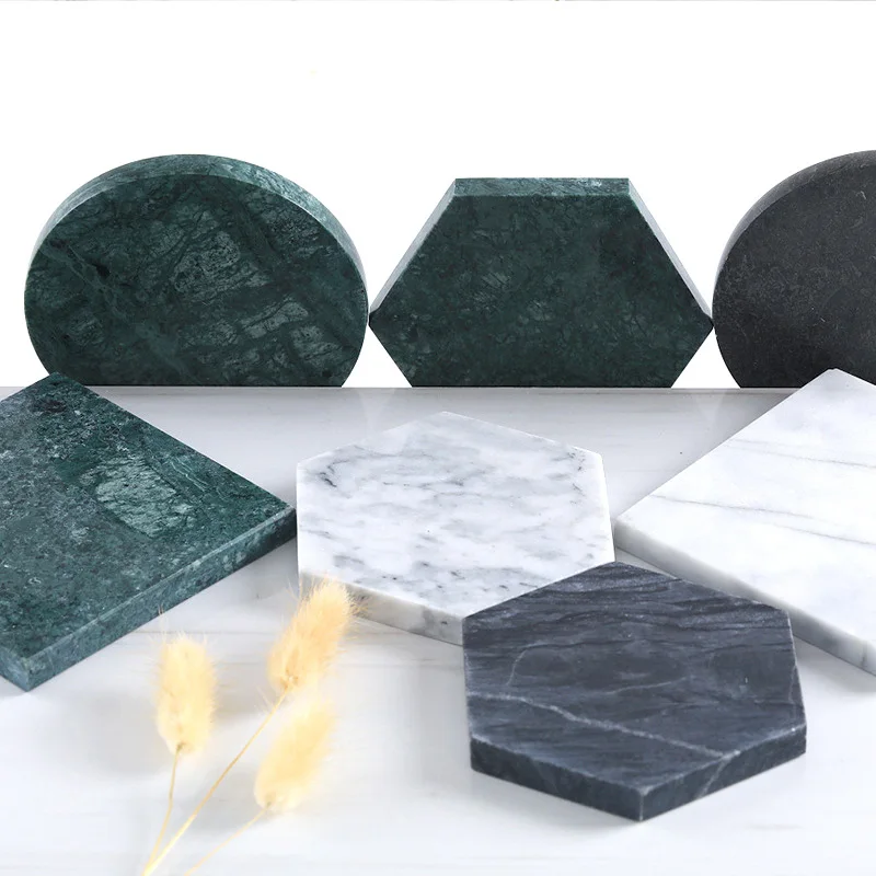 Natural Marble Coasters Ins Simple Insulation Pad Art Creative Jewelry Nordic Style Mat Still Life Shooting | Дом и сад