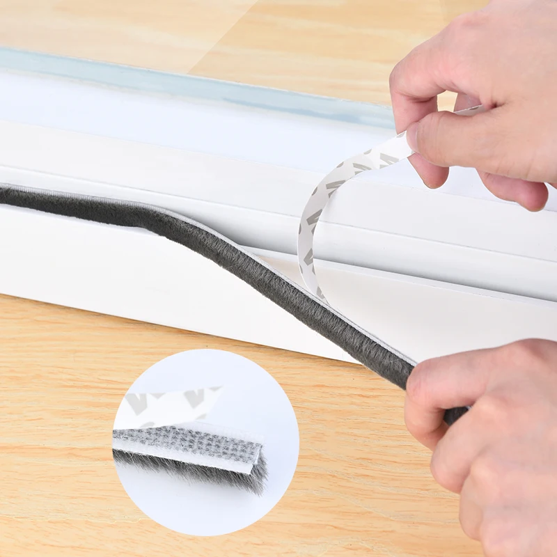 

1M White/Grey Self-adhesive Sealing Wind-proof Brush Strip Home Door Window Sound Insulation Strip Gasket Accessories