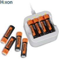 hixon 4pc 3500mwh 1 5v aa li ion rechargeable battery 4 slot charger for mouse battery replacement
