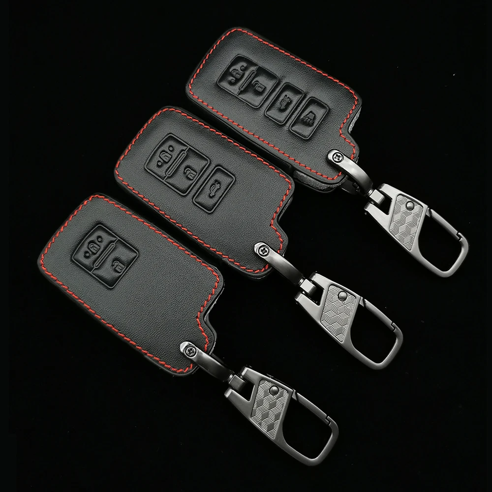 

2/3/4 Button Leather Key Fob Shield Cover Case For Toyota Camry Corolla Avalon Rav4 Land Cruiser Remote Car Key Holder Protector